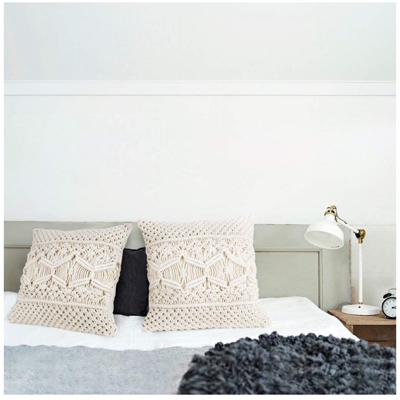 Throw Pillow Cover Macrame Cushion Case Set of 2 - Picture 5 of 6